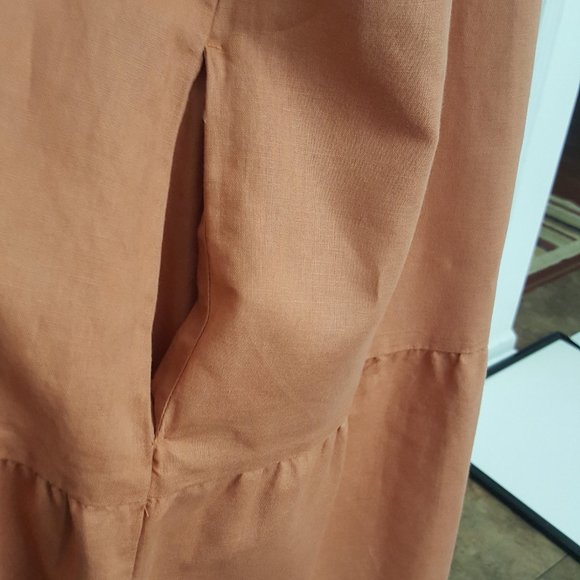 Goodthreads Women's Relaxed Fit Washed Linen Blend Flutter Sleeve Peasant Dress - Picture 6 of 13